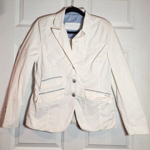 Saint James White Cotton Blend Button Up Blazer Jacket US 10